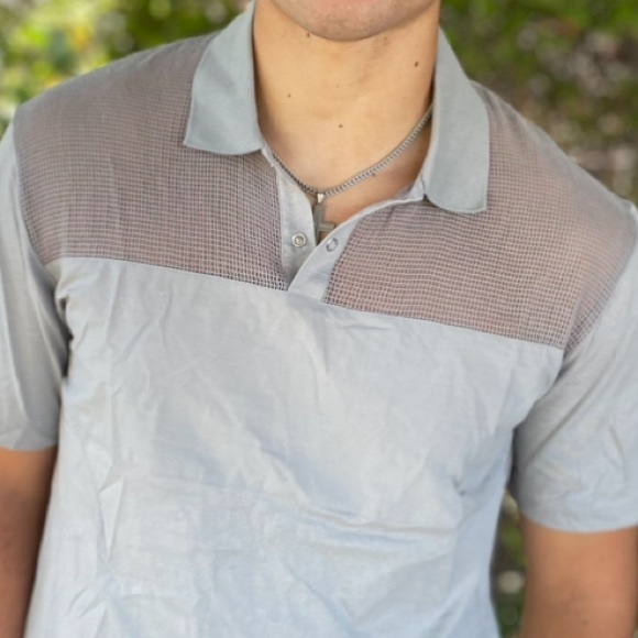 COS SEE THROUGH MESH FISH NET POLO SHIRT LUXURY BLOCK SHEER REVEAL REVEALING MEN - Picture 5 of 16